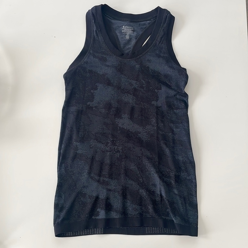 Athleta Momentum Seamless Tank (Black pattern, XS)